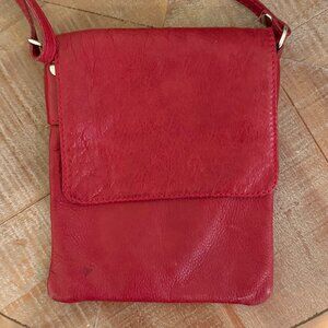 Red Italian Leather Crossbody Bag